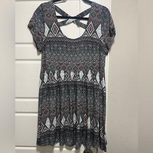 TORRID Size 1 Aztec Print Black Blue and Pink Short Dress